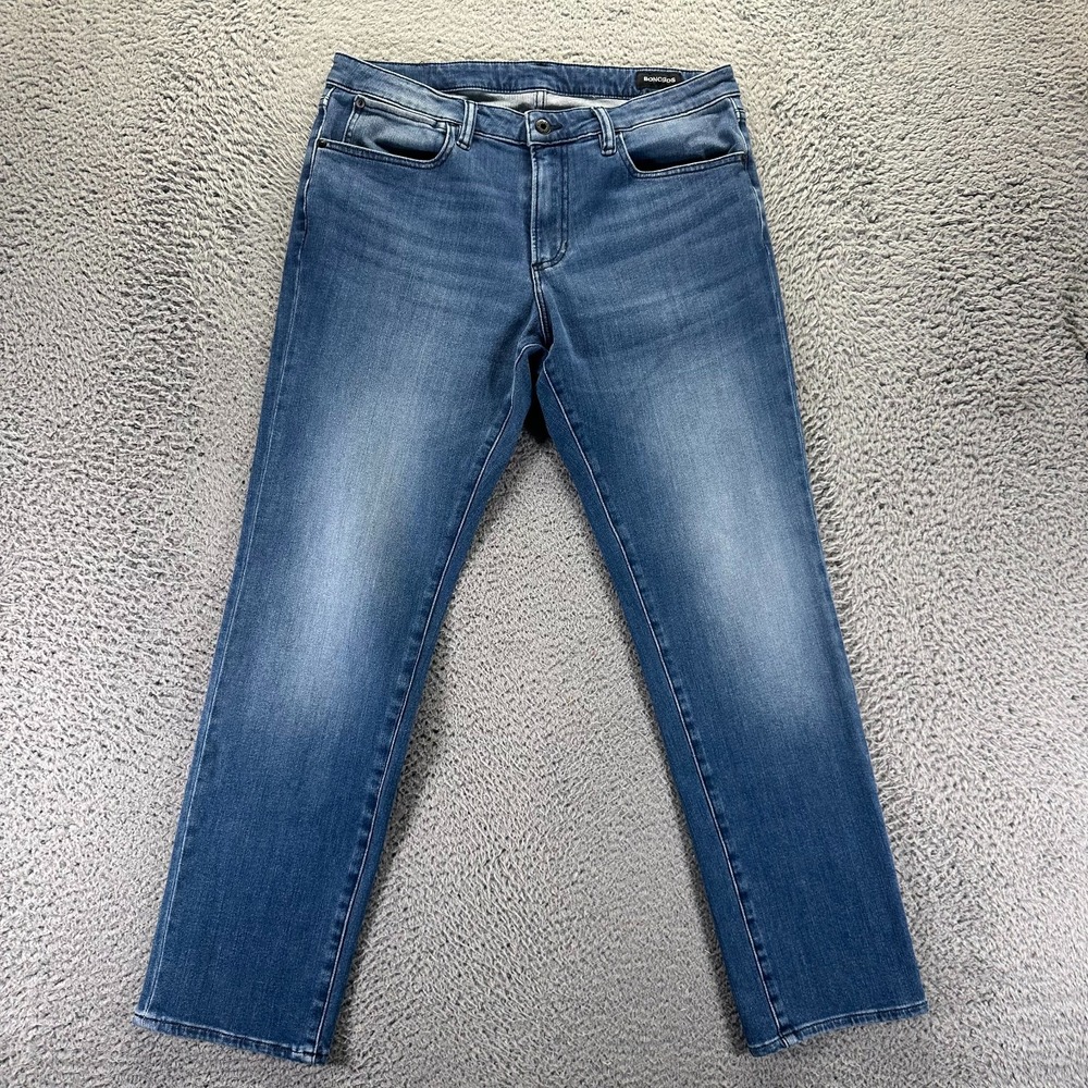 Bonobos Jeans Men 33x32 Blue Cotton Denim Straight Workwear Travel Faded Stretch